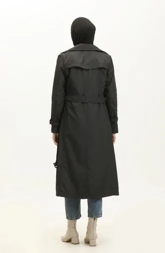 Casquette Trench Longue Femme Doublée Saisonnière Noir 6820.SİYAH