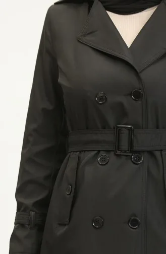 Casquette Trench Longue Femme Doublée Saisonnière Noir 6820.SİYAH