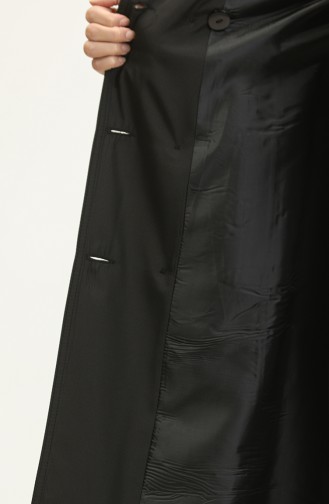Mevsimlik Astarlı Kadın Uzun Trençkot Kap Siyah