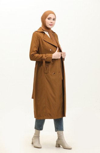 Saisonal Gefütterter Langer Trenchcoat Für Damen In Cap Tan 6820.Taba