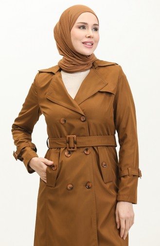 Saisonal Gefütterter Langer Trenchcoat Für Damen In Cap Tan 6820.Taba