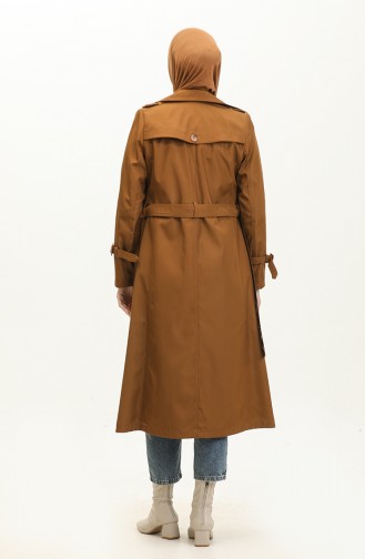 Seizoensgebonden Lange Trenchcoat-cap Voor Dames Bruin 6820.Taba