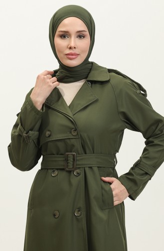 Trench-Coat Long Doublé De Saison À Manches Raglan Kaki 6822.Haki