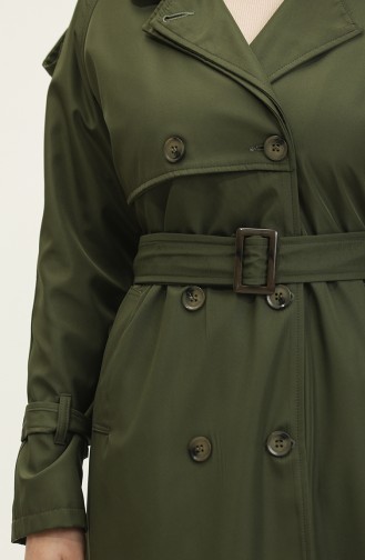 Saisonal Gefütterter Langer Trenchcoat Mit Raglanärmeln Khaki 6822.Haki