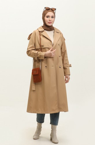 Seizoensgebonden Lange Trenchcoat Met Raglanmouwen Camel 6822.Kamel