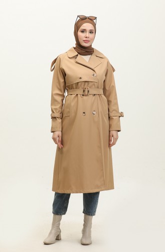 Seizoensgebonden Lange Trenchcoat Met Raglanmouwen Camel 6822.Kamel