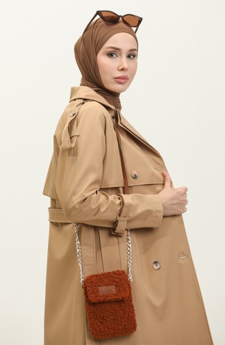 Seizoensgebonden Lange Trenchcoat Met Raglanmouwen Camel 6822.Kamel