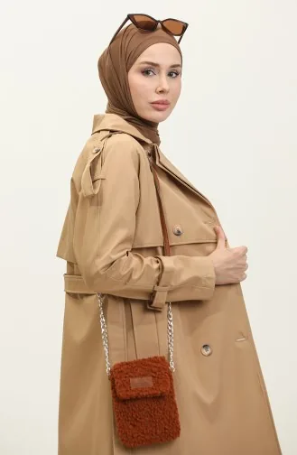 Trench Long Doublé De Saison À Manches Raglan Camel 6822.Kamel