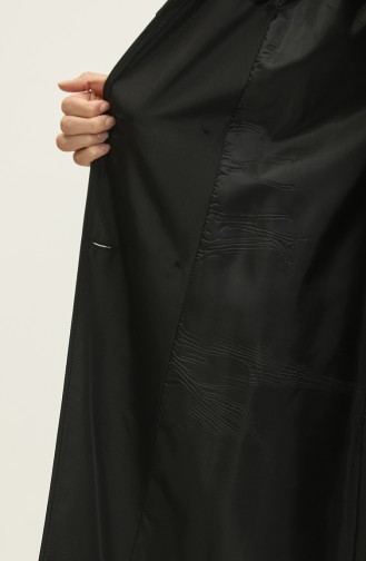 Raglan Sleeve Seasonal Lined Long Trench Coat Black 6822.Siyah
