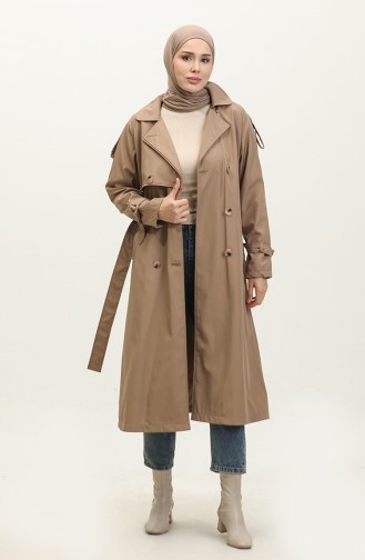 Trench-coat Long Doublé De Saison à Manches Raglan Cape Vison 6822.Vizon