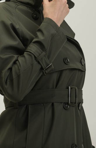 Reglan Kol Mevsimlik Astarlı Uzun Trençkot Kap Yeşil