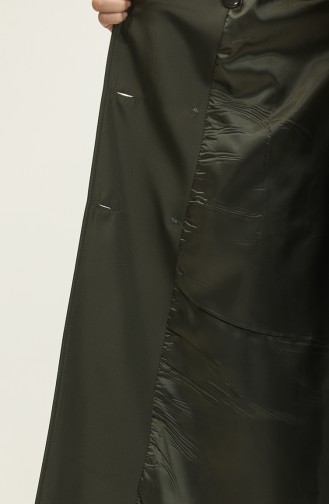Reglan Kol Mevsimlik Astarlı Uzun Trençkot Kap Yeşil