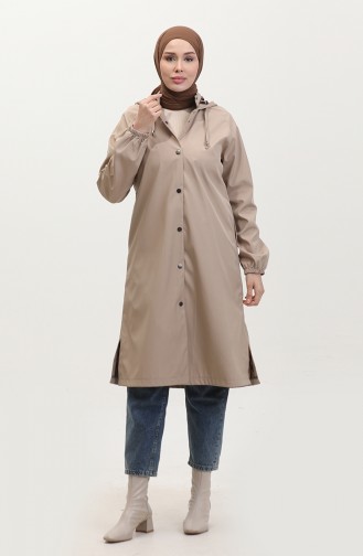 Trench-Coat à Capuche Pour Femme Casquette De Sport Beige 6833.Bej