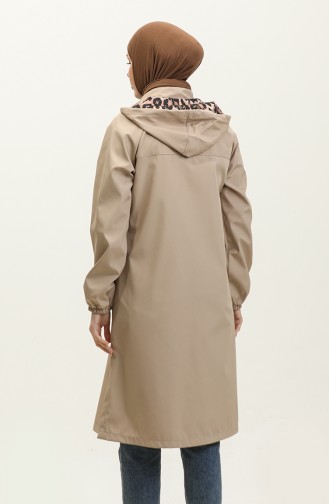 Sportlicher Trenchcoat Mit Kapuze Für Damen In Beige 6833.Bej