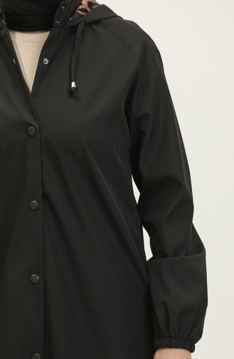 Trenchcoat-pet Met Capuchon Voor Dames Zwart 6833.Siyah