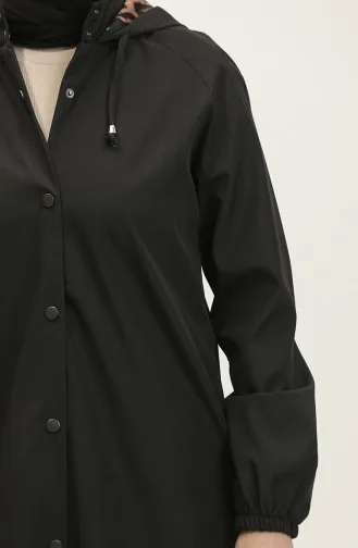 Sportlicher Trenchcoat Mit Kapuze Für Damen In Schwarz 6833.Siyah