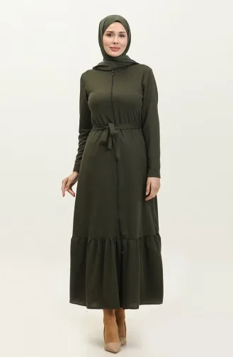 Abaya Met Riem En Verzamelde Zoom 0703-03 Kaki 0703-03
