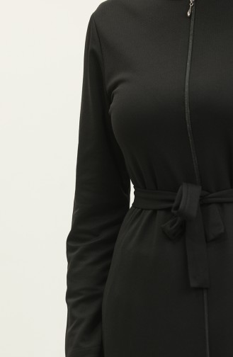 Abaya Met Riem En Verzamelde Zoom 0703-04 Zwart 0703-04