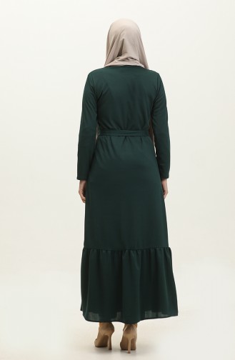 Abaya Met Riem En Verzamelde Zoom 0703-05 Smaragdgroen 0703-05