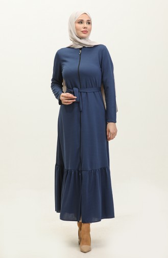 Abaya Rocksaum gesmokt gegürtet 0703-08 Indigo 0703-08