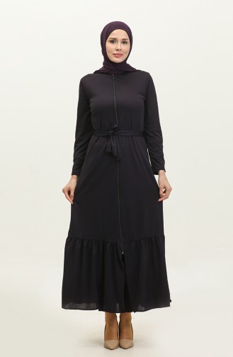 Abaya Avec Ceinture Et Ourlet Froncé 0703-09 Pourpre 0703-09