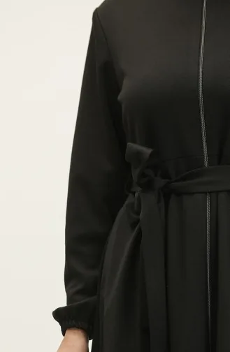 Große Atlas-Stoff-Abaya Mit Reißverschluss 4259-06 Schwarz 4259-06