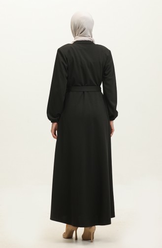 Grote Maat Atlas Stof Met Ritssluiting Abaya 4259-06 Zwart 4259-06