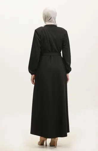 Große Atlas-Stoff-Abaya Mit Reißverschluss 4259-06 Schwarz 4259-06