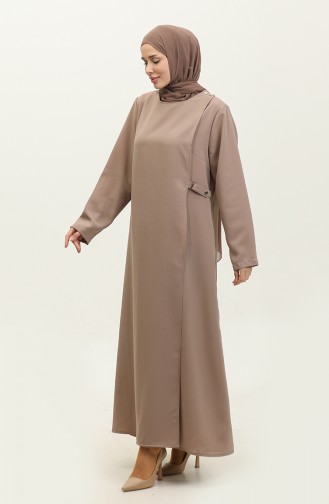 Abaya Détail Goujon Grande Taille 5196-02 Vison 5196-02