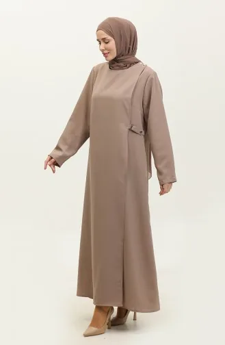 Grote Maat Stud Gedetailleerde Abaya 5196-02 Mink 5196-02