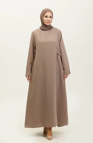 Grote Maat Stud Gedetailleerde Abaya 5196-02 Mink 5196-02