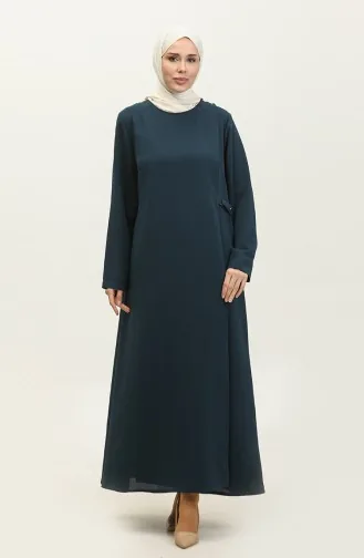 Grote Maat Abaya Met Drukknopen Detail 5196-03 Petrol 5196-03