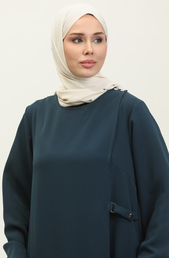 Grote Maat Abaya Met Drukknopen Detail 5196-03 Petrol 5196-03