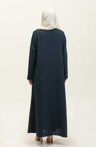 Grote Maat Abaya Met Drukknopen Detail 5196-03 Petrol 5196-03