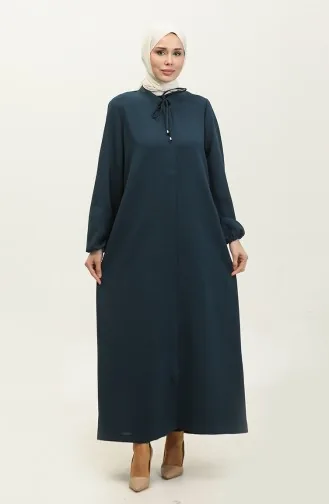 Abaya Avec Manches Et Poches Elastiques Grande Taille 5197-01 Pétrole 5197-01