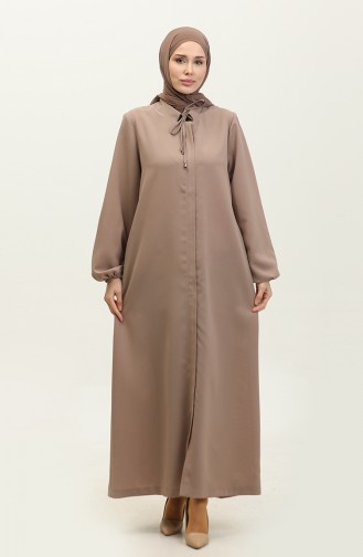  Elastic Sleeve Plus Size Abaya Pockets 5197-02 Mink 5197-02