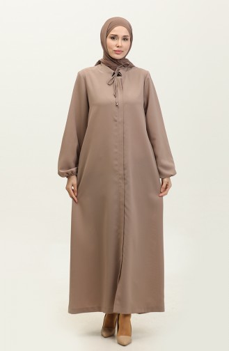 Abaya Avec Manches Et Poches Elastiques Grande Taille 5197-02 Vison 5197-02