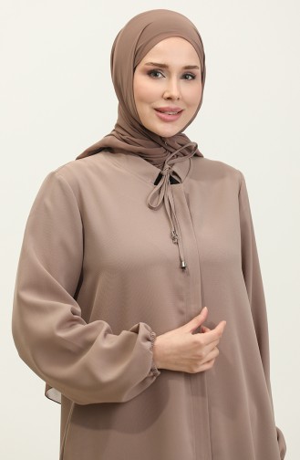 Abaya Avec Manches Et Poches Elastiques Grande Taille 5197-02 Vison 5197-02