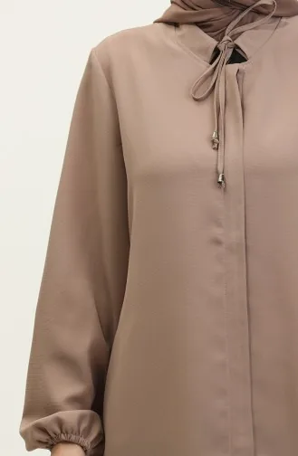 Elastic Sleeve Plus Size Abaya Pockets 5197-02 Mink 5197-02