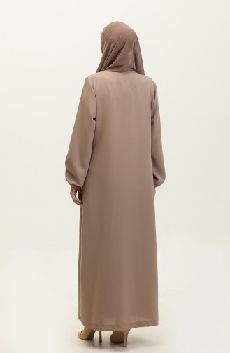  Elastic Sleeve Plus Size Abaya Pockets 5197-02 Mink 5197-02