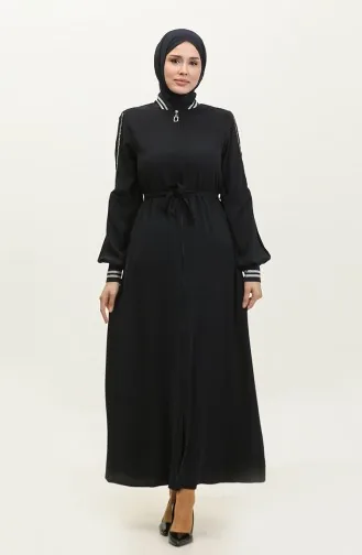 Jamila Summer Ribbed Sports Abaya Bleu Marine 3100.Lacivert