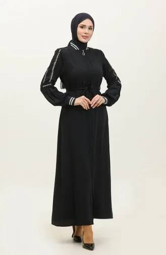 Jamila Summer Ribbed Sports Abaya Bleu Marine 3100.Lacivert