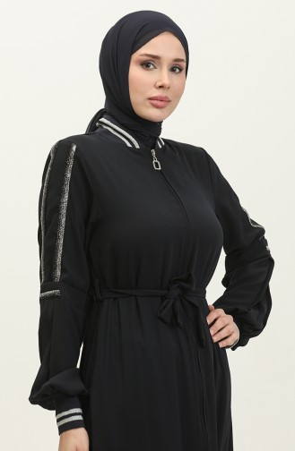 Jamila Summer Ribbed Sports Abaya Navy Blue 3100.Lacivert