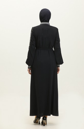 Jamila Summer Ribbed Sports Abaya Navy Blue 3100.Lacivert