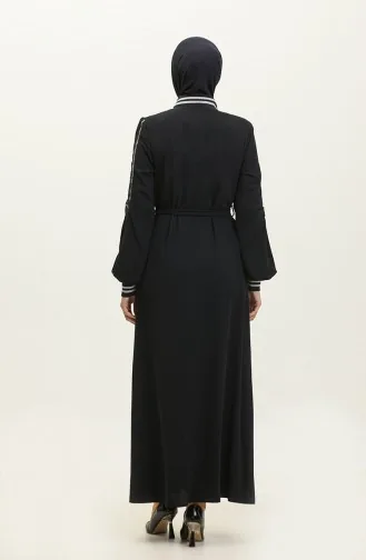 Jamila Summer Ribbed Sports Abaya Bleu Marine 3100.Lacivert