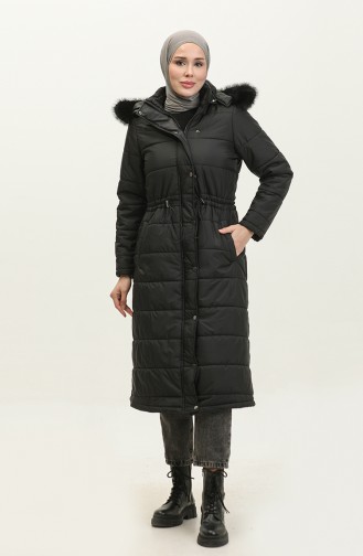 Hooded Pocket Quilted Coat 15177A-01 Black 15177A-04