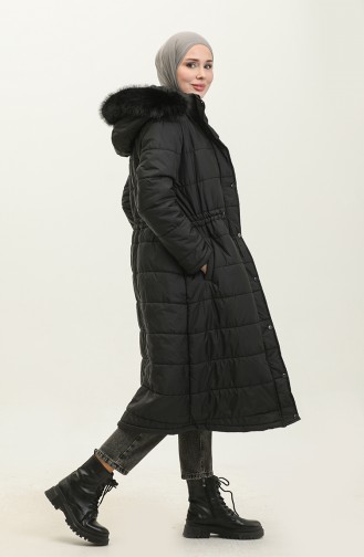 Manteau Matelassé à Capuche Et Poche 15177A-01 Noir 15177A-04