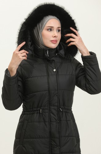 Manteau Matelassé à Capuche Et Poche 15177A-01 Noir 15177A-04