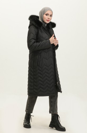 Manteau Araboy A Motifs Zigzag 5199A-02 Noir 5199A-02