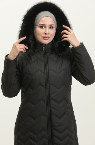 Manteau Araboy A Motifs Zigzag 5199A-02 Noir 5199A-02